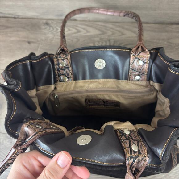 Gun Tote’s N Mamas Womens Concealed Carry Brown Leather Suede Purse Shoulder Bag - Picture 14 of 16